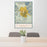 24x36 Mount St. Helens Washington Map Print Portrait Orientation in Woodblock Style Behind 2 Chairs Table and Potted Plant