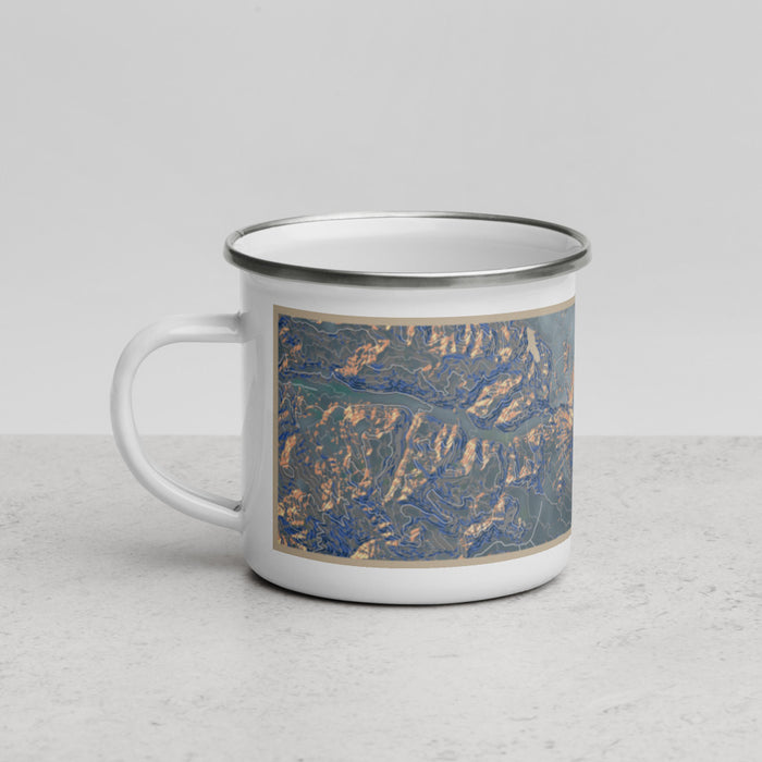 Left View Custom Mount St. Helens Washington Map Enamel Mug in Afternoon