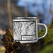 Right View Custom Mount St. Helens Washington Map Enamel Mug in Classic on Grass With Trees in Background