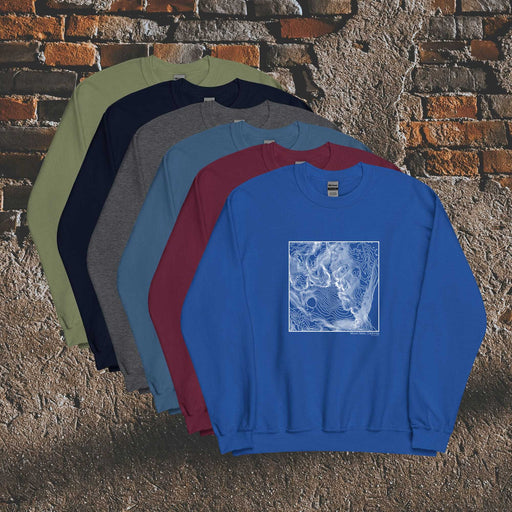 Mount Tallac California Topographic  Map Unisex Crewneck Sweaters in Multiple Colors