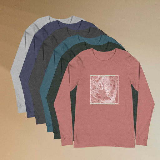 Mount Tallac California Topographic  Map Unisex Long-Sleeve T-shirts in Multiple Colors