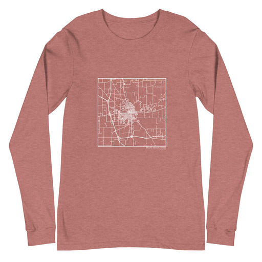 Mount Vernon Illinois  Map Unisex Long-Sleeve T-shirt with City inscription in Heather Mauve