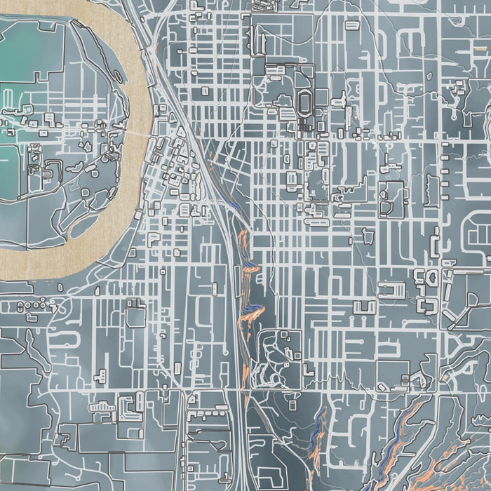 Mount Vernon Washington Map Print in Afternoon Style Zoomed In Close Up Showing Details