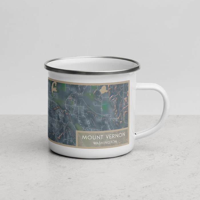 Right View Custom Mount Vernon Washington Map Enamel Mug in Afternoon