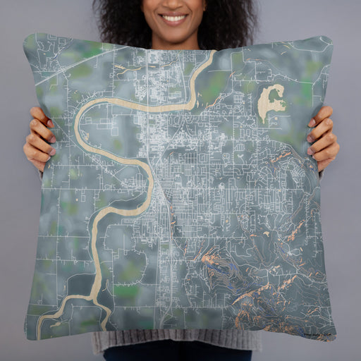 Person holding 22x22 Custom Mount Vernon Washington Map Throw Pillow in Afternoon