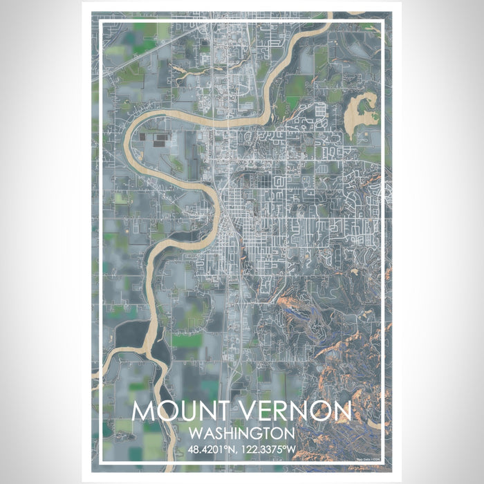 Mount Vernon Washington Map Print Portrait Orientation in Afternoon Style With Shaded Background