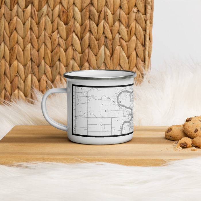 Left View Custom Mount Vernon Washington Map Enamel Mug in Classic on Table Top