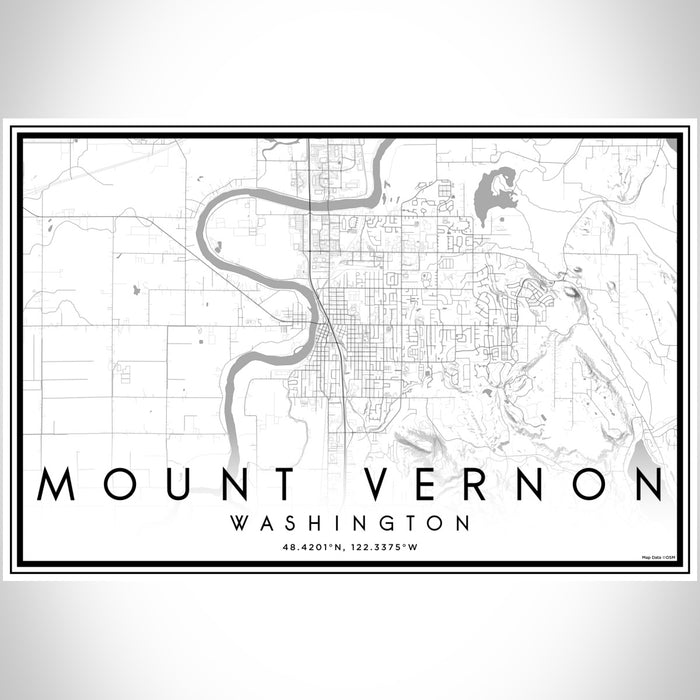 Mount Vernon Washington Map Print Landscape Orientation in Classic Style With Shaded Background