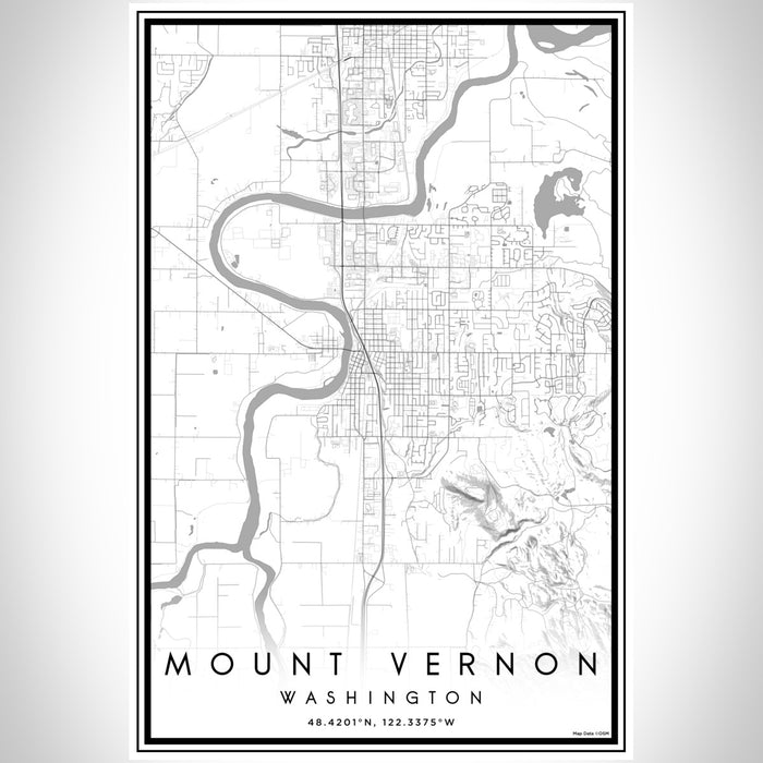 Mount Vernon Washington Map Print Portrait Orientation in Classic Style With Shaded Background