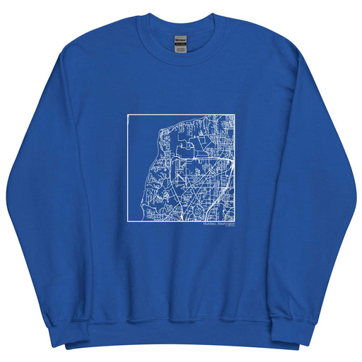 Mukilteo Washington  Map Unisex Crewneck Sweater with City inscription in Royal Blue