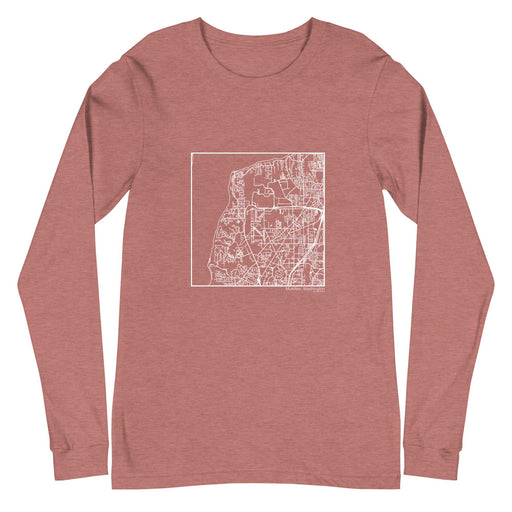 Mukilteo Washington  Map Unisex Long-Sleeve T-shirt with City inscription in Heather Mauve