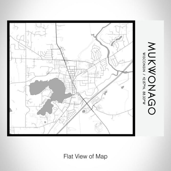 Rendered View of Mukwonago Wisconsin Map on 20oz Stainless Steel Insulated Bottle with Bamboo Top with printed classic style map