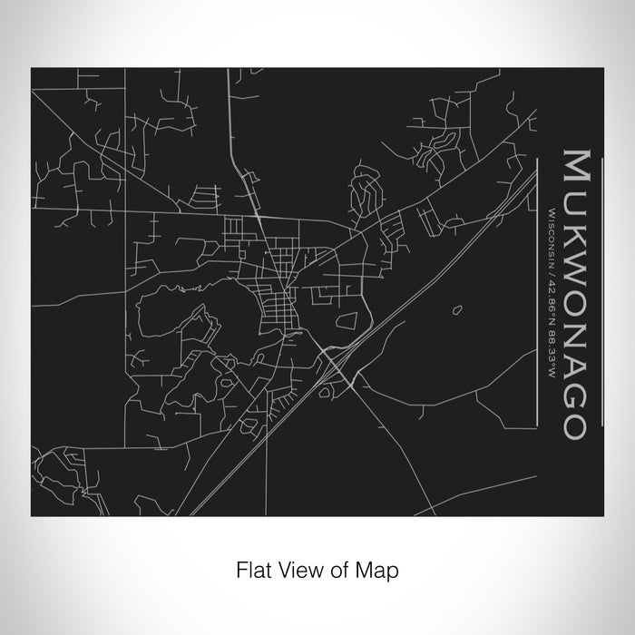 Rendered View of Mukwonago Wisconsin Map on 20oz Stainless Steel Insulated Bottle with Bamboo Top in Black