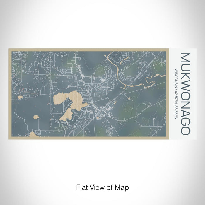 Rendered View of Mukwonago Wisconsin Map on 17oz Stainless Steel Insulated Bottle with printed afternoon style map