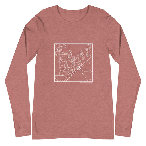 Mukwonago Wisconsin  Map Unisex Long-Sleeve T-shirt with City inscription in Heather Mauve