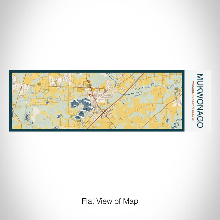 Rendered View of Mukwonago Wisconsin Map on 10oz Stainless Steel Insulated Cup in Woodblock with Sliding Lid