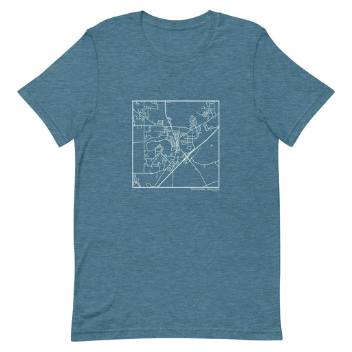 Mukwonago Wisconsin  Map Unisex T-Shirt with City inscription in Heather Teal