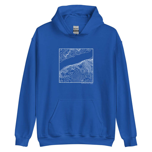 Multnomah Falls Oregon Topographic  Map Unisex Hoodie Sweater with City inscription in Royal Blue