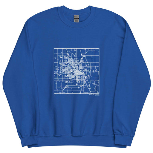 Muncie Indiana  Map Unisex Crewneck Sweater with City inscription in Royal Blue
