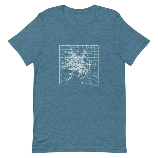 Muncie Indiana  Map Unisex T-Shirt with City inscription in Heather Teal