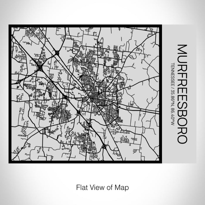 Rendered View of Murfreesboro Tennessee Map on 20oz Stainless Steel Insulated Bottle with Bamboo Top with printed Tactile Lines Map in Black