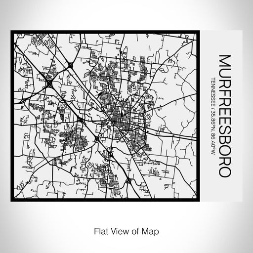 Rendered View of Murfreesboro Tennessee Map on 20oz Stainless Steel Insulated Bottle with Bamboo Top in Matte White with printed Tactile Lines Map in Black