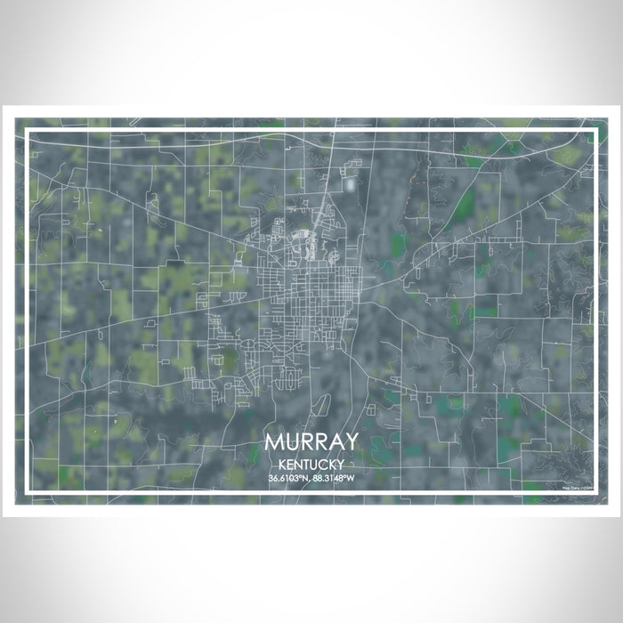 Murray Kentucky Map Print Landscape Orientation in Afternoon Style With Shaded Background