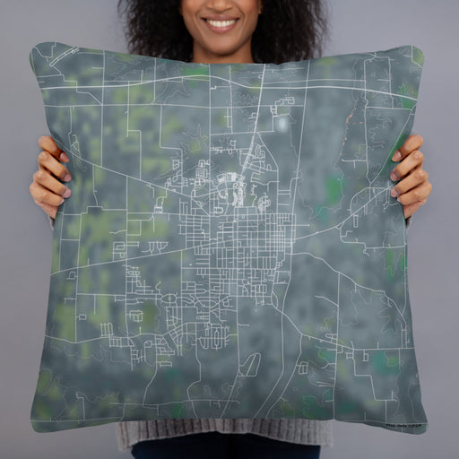 Person holding 22x22 Custom Murray Kentucky Map Throw Pillow in Afternoon