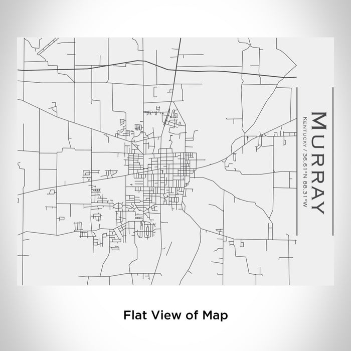 Rendered View of Murray Kentucky Map Engraving on 20oz Stainless Steel Insulated Bottle with Bamboo Top in White