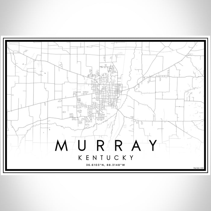 Murray Kentucky Map Print Landscape Orientation in Classic Style With Shaded Background