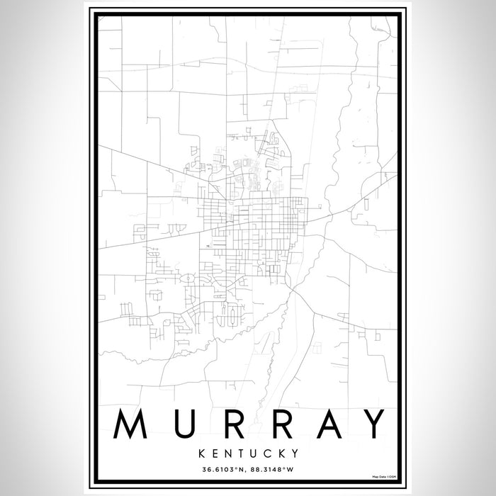 Murray Kentucky Map Print Portrait Orientation in Classic Style With Shaded Background
