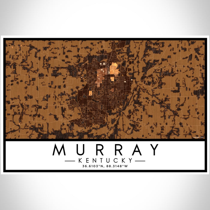 Murray Kentucky Map Print Landscape Orientation in Ember Style With Shaded Background