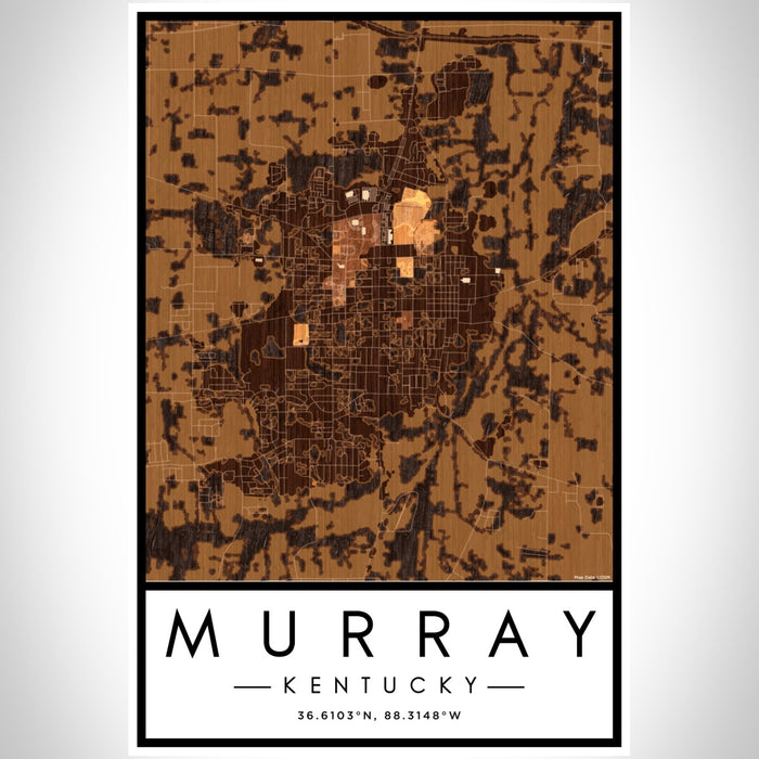 Murray Kentucky Map Print Portrait Orientation in Ember Style With Shaded Background