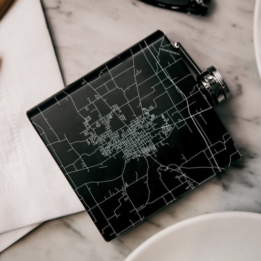 Murray Kentucky Custom Engraved City Map Inscription Coordinates on 6oz Stainless Steel Flask in Black