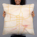 Person holding 22x22 Custom Murray Kentucky Map Throw Pillow in Watercolor
