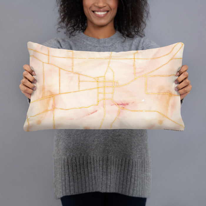 Person holding 20x12 Custom Murray Kentucky Map Throw Pillow in Watercolor