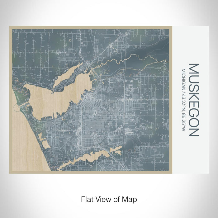 Rendered View of Muskegon Michigan Map on 20oz Stainless Steel Insulated Bottle with Bamboo Top with printed afternoon style map