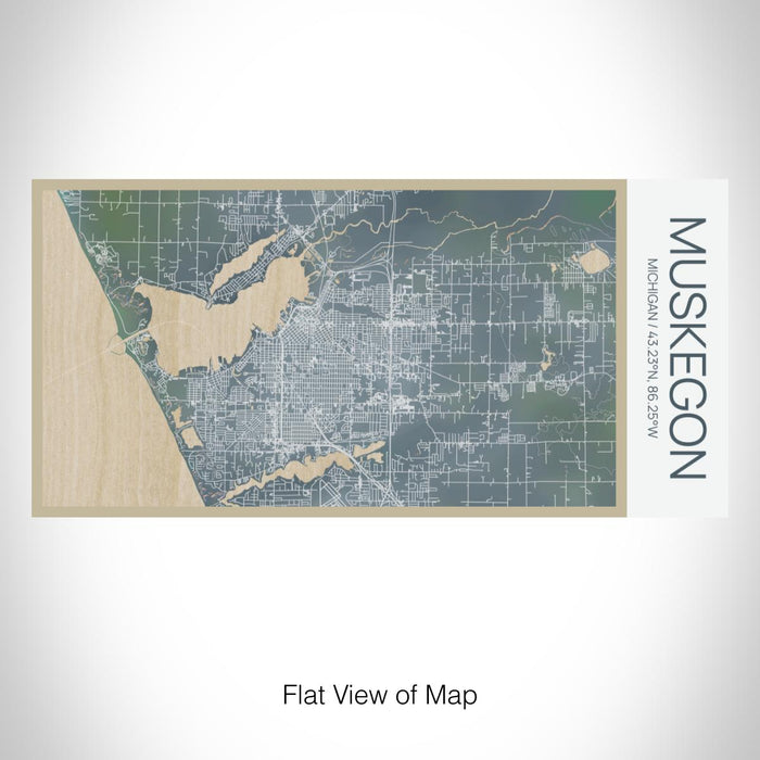 Rendered View of Muskegon Michigan Map on 17oz Stainless Steel Insulated Bottle with printed afternoon style map