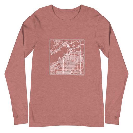 Muskegon Michigan  Map Unisex Long-Sleeve T-shirt with City inscription in Heather Mauve