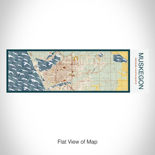 Rendered View of Muskegon Michigan Map on 10oz Stainless Steel Insulated Cup in Woodblock with Sliding Lid
