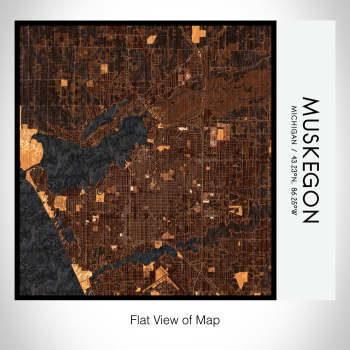 Rendered View of Muskegon Michigan Map on 17oz Stainless Steel Insulated Tumbler in Ember Map Style