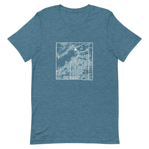 Muskegon Michigan  Map Unisex T-Shirt with City inscription in Heather Teal
