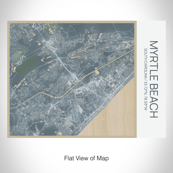 Rendered View of Myrtle Beach South Carolina Map on 20oz Stainless Steel Insulated Bottle with Bamboo Top with printed afternoon style map