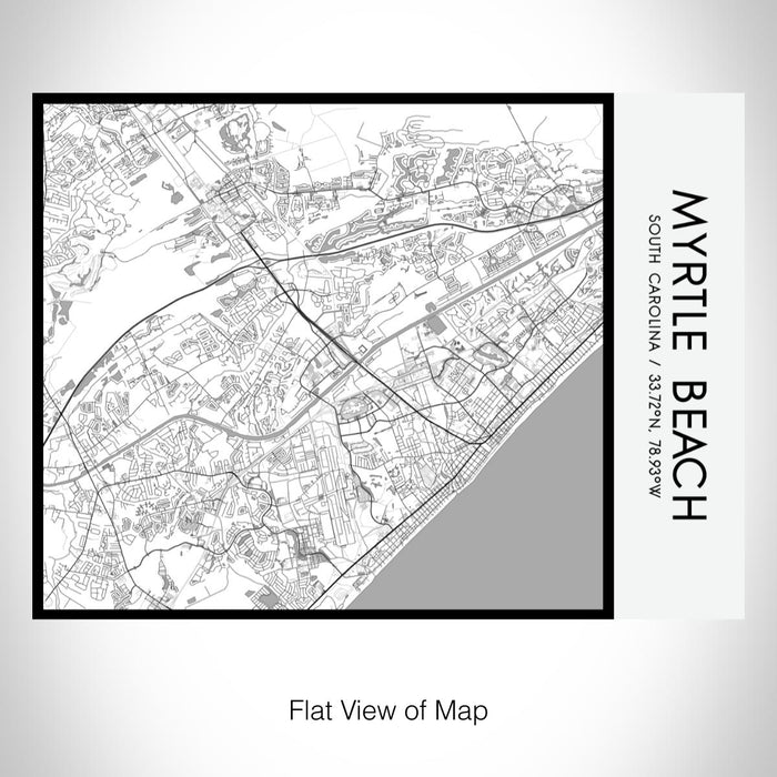 Rendered View of Myrtle Beach South Carolina Map on 20oz Stainless Steel Insulated Bottle with Bamboo Top with printed classic style map