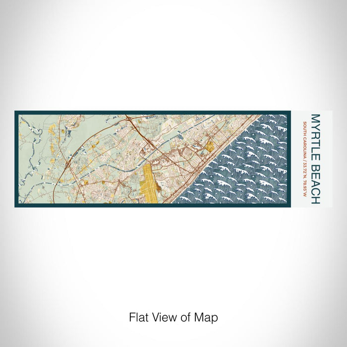 Rendered View of Myrtle Beach South Carolina Map on 10oz Stainless Steel Insulated Cup in Woodblock with Sliding Lid