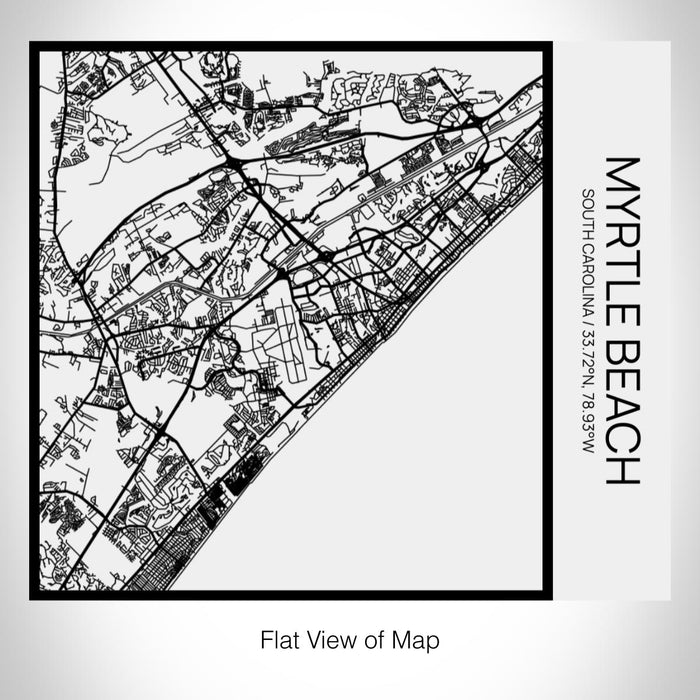 Rendered View of Myrtle Beach South Carolina Map on 17oz Stainless Steel Insulated Tumbler in Matte White with Tactile Lines
