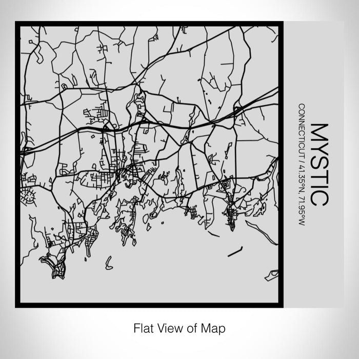 Rendered View of Mystic Connecticut Map on 17oz Stainless Steel Insulated Tumbler in Tactile Lines with Succulent in Background