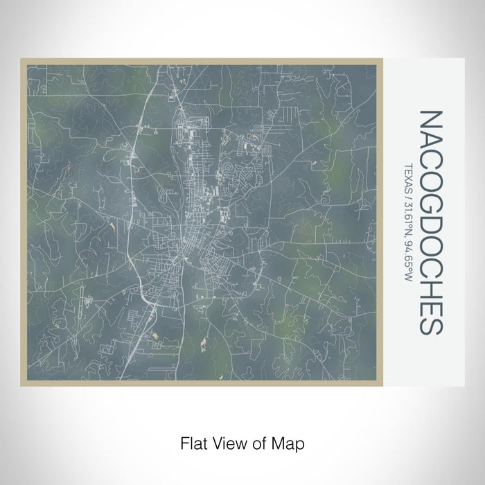 Rendered View of Nacogdoches Texas Map on 20oz Stainless Steel Insulated Bottle with Bamboo Top with printed afternoon style map