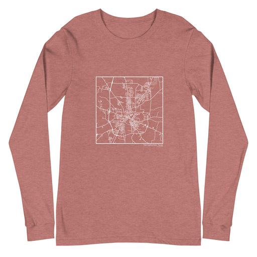 Nacogdoches Texas  Map Unisex Long-Sleeve T-shirt with City inscription in Heather Mauve