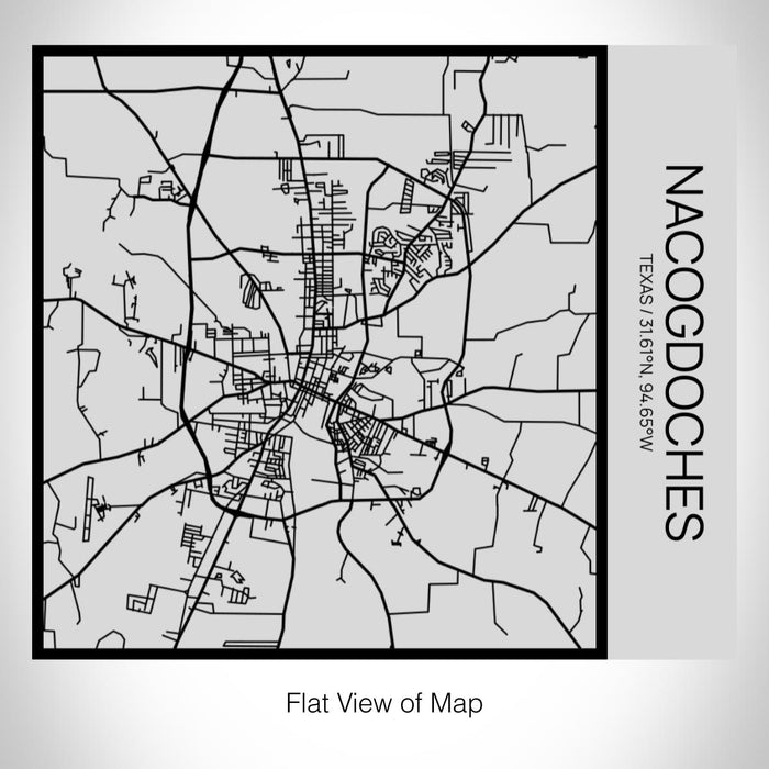 Rendered View of Nacogdoches Texas Map on 17oz Stainless Steel Insulated Tumbler in Tactile Lines with Succulent in Background